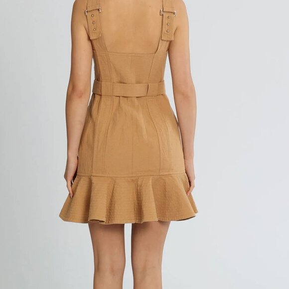 ACLER Vermont Flounce Hemdress Tan Bodycon with Gold Hardware, only worn 1 x - Picture 3 of 15